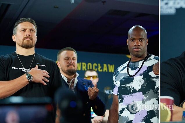 'З-С-У! Слава Україні!' Як пройшла перша битва поглядів Усика та Дюбуа. Відео