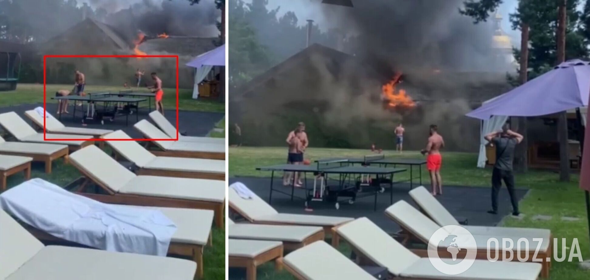 Відвідувачі комплексу не звертали увагу на пожежу та грали в теніс