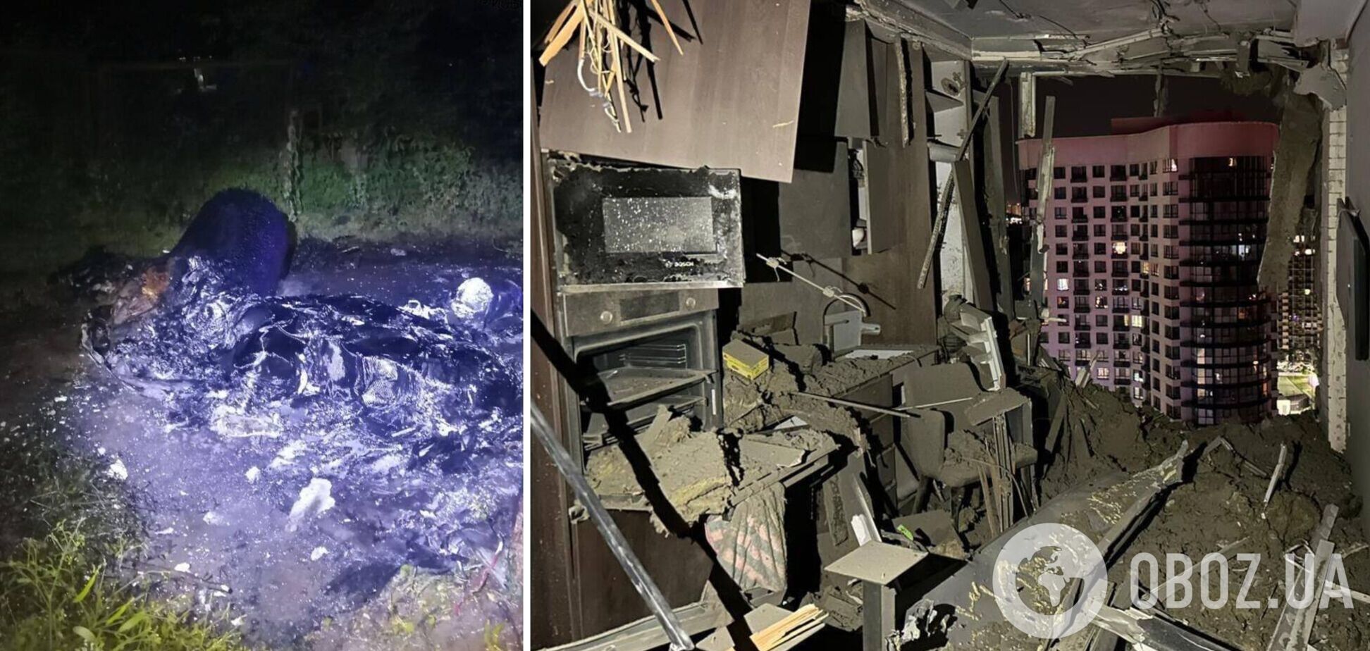 Над Києвом ППО збила близько 10 дронів, уламки впали на житлові будинки: деталі нічної атаки РФ. Фото