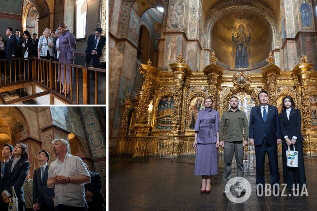 Президенты Украины и Южной Кореи с супругами посетили Софийский собор. Фото
