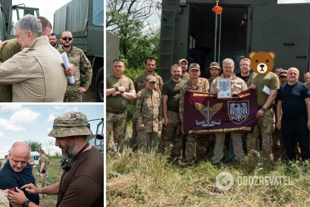 Порошенко с польским депутатом Ковалем приехал на фронт и передал технику бригадам ДШВ. Фото и видео