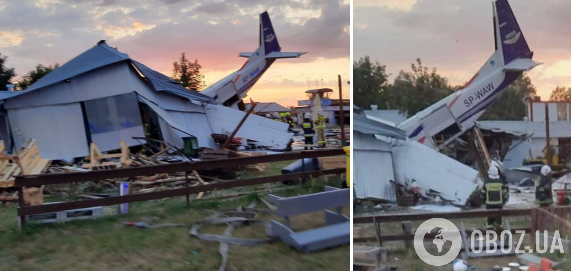У Польщі літак впав на ангар, де люди ховалися від дощу: є жертви і постраждалі. Фото