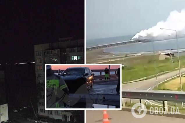 Виднелся дым: появилось видео первых минут после взрывов на Крымском мосту