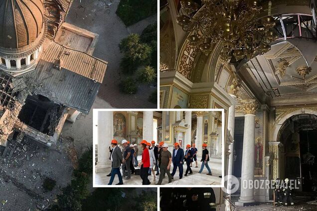 Итальянская делегация побывала в разрушенном армией России соборе в Одессе: фото