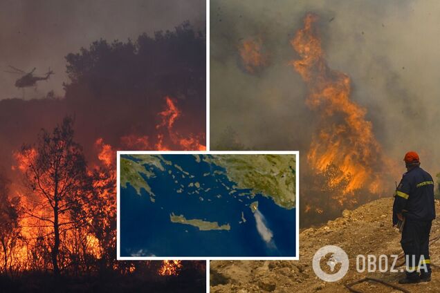 У Греції вирують масштабні пожежі: вогонь видно з космосу. Фото і відео