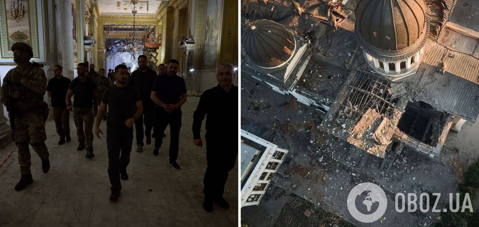 Зеленский побывал в разрушенном оккупантами Спасо-Преображенском соборе Одессы. Фото и видео