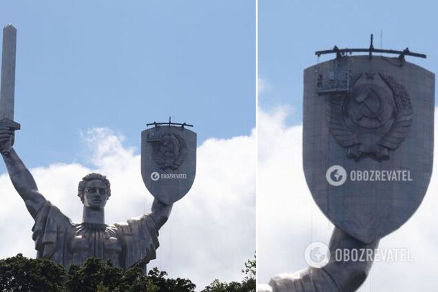 Специалисты снимут советскую символику со щита монумента