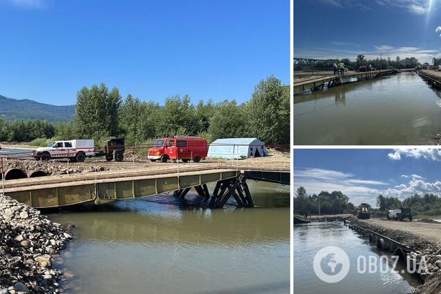 На Закарпатье возобновили движение через реку Тересва, где ранее обрушился мост. Фото