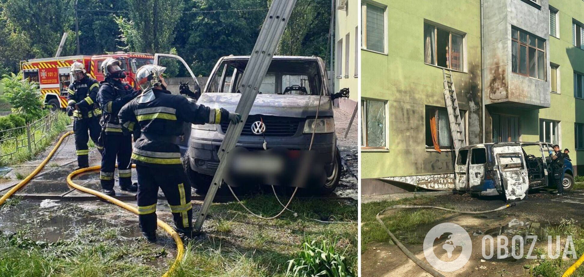 Огнем было повреждено несколько окон этого же дома