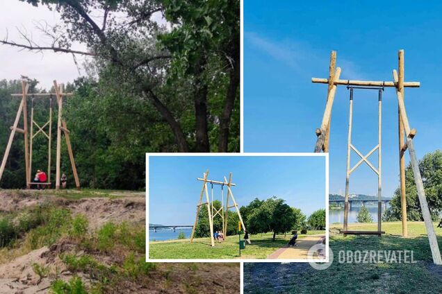 В столице установили гигантские деревянные качели