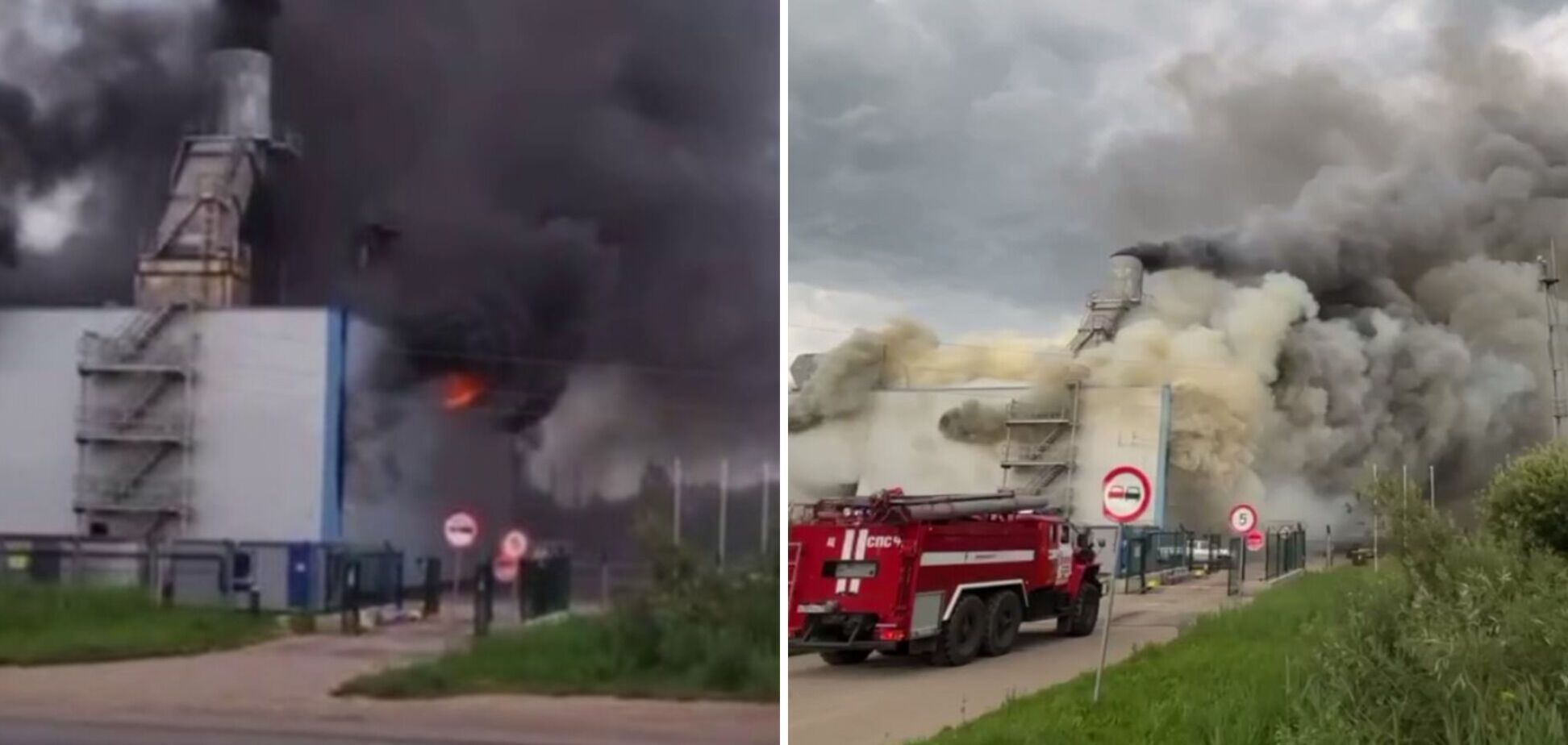 У російському Новгороді горить ТЕЦ: площа пожежі вимірюється тисячами квадратних метрів. Відео