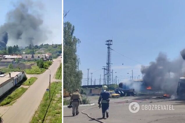 В оккупированной Ясиноватой 'бавовна', пылают вагоны и фуры. Видео