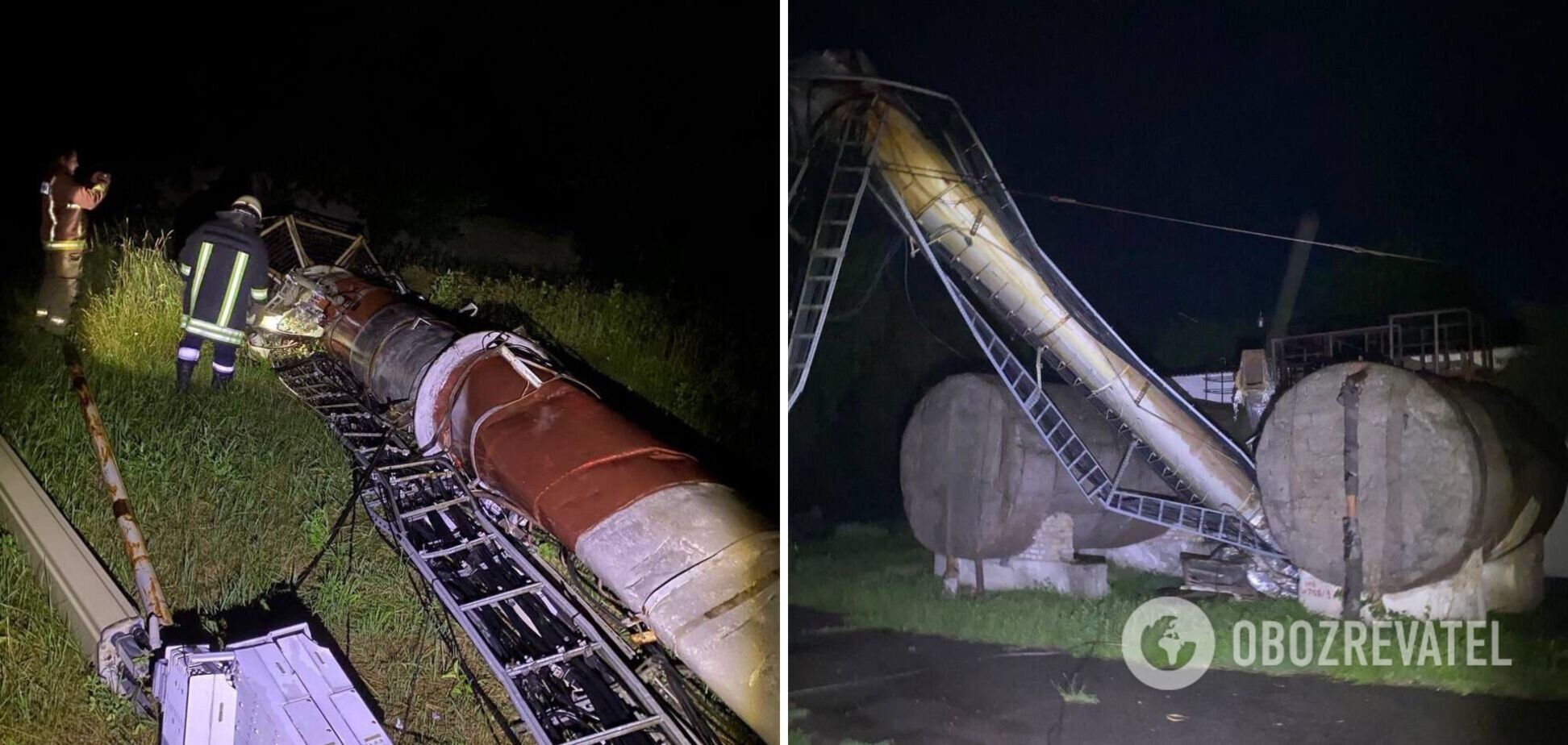 Последствия непогоды: в Борисполе ураган разрушил котельную трубу. Фото