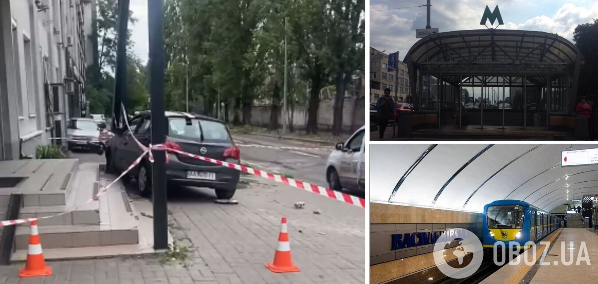 ДТП у Києві: на Васильківській автомобіль влетів у опору магазину. Відео