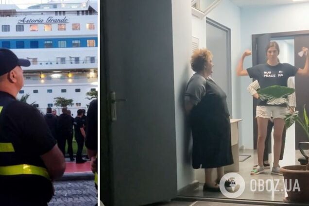В Батуми на акции против прибытия российского лайнера задержали украинку: что происходит. Фото