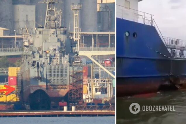 Отличная работа дронов: в сети показали поврежденные российские танкер Sig и корабль 'Оленегорский горняк'