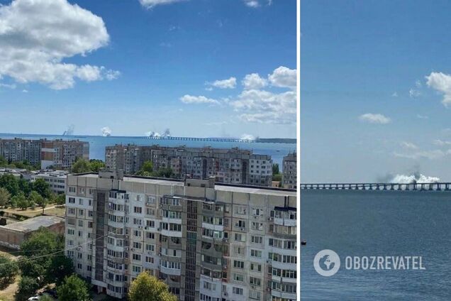 В Керчи раздались взрывы: у Крымского моста поднимался дым. Фото и видео