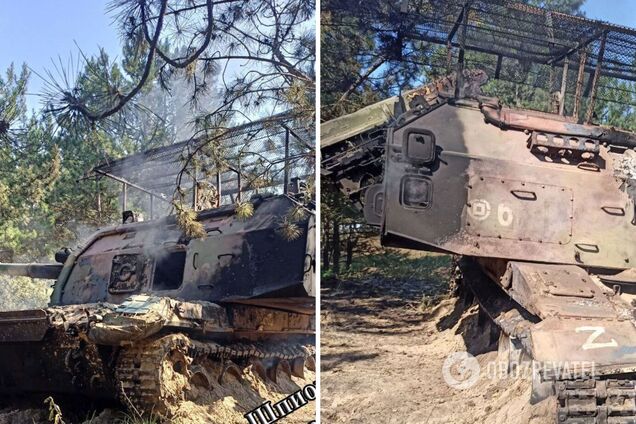 Оккупанты сожгли собственную САУ 'Мста-С' и сказали, что она сама загорелась. Фото