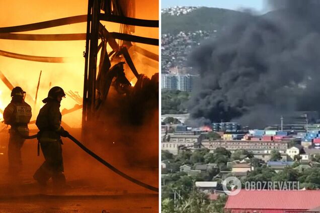 У Новоросійську спалахнула потужна пожежа в вантажному терміналі: піднявся чорний дим. Відео