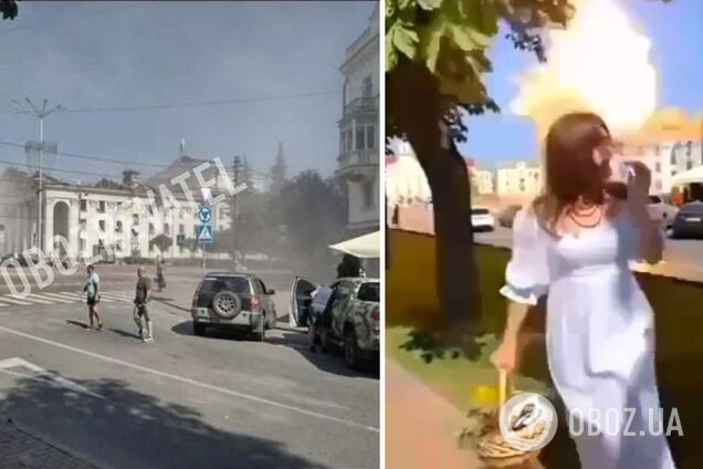 Момент ракетного удару по центру Чернігова потрапив на відео