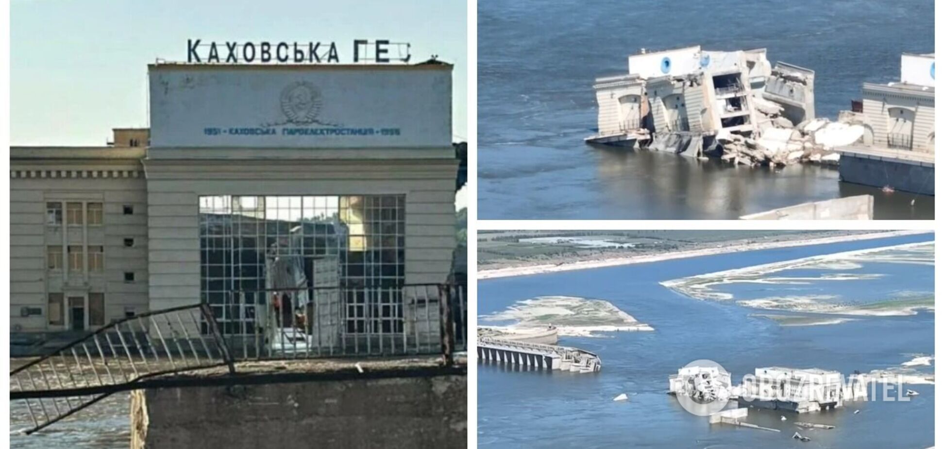 Частина конструкцій повністю пішла під воду: у мережі показали, який зараз вигляд має Каховська ГЕС. Відео