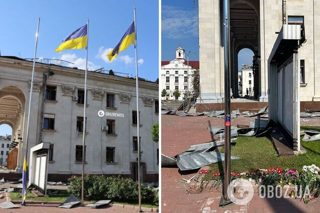 У Чернігові люди несуть квіти й іграшки до драмтеатру на знак пам'яті про жертв ракетного удару РФ. Фото