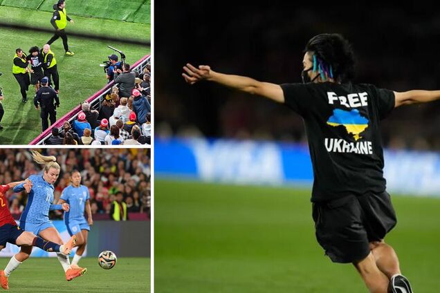 Уболівальник з написами 'Stop putler' та 'Free Ukraine' вибіг на поле у фіналі жіночого ЧС з футболу. Відео