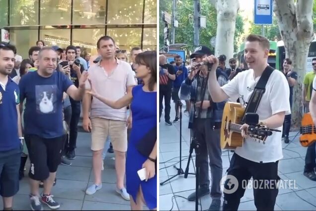 'Русский корабль, иди…': в Грузии мужчина набросился на исполнителя российских песен. Видео