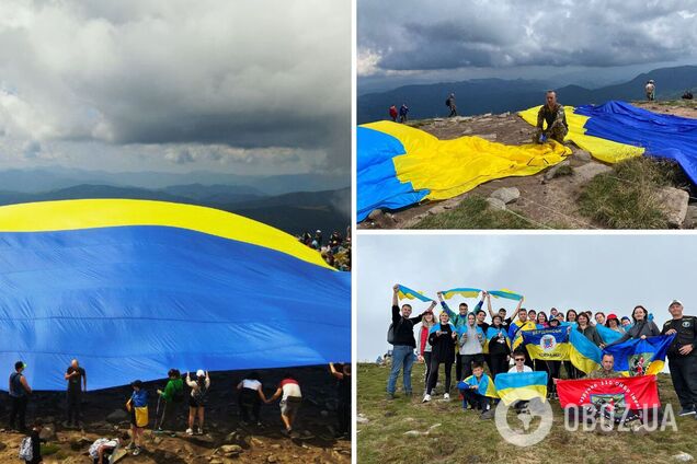 Встановили рекорд: на День Незалежності освітяни з Хмельниччини підняли на Говерлу найбільший прапор України. Фото і відео