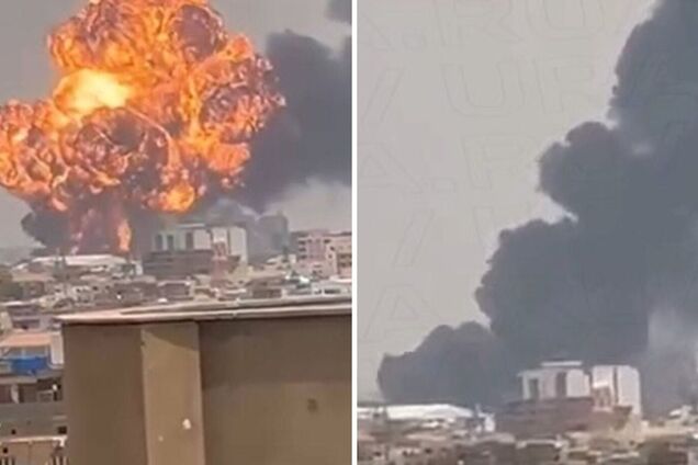 В столице Судана прогремел мощный взрыв, поднялся огненный 'гриб'. Фото и видео