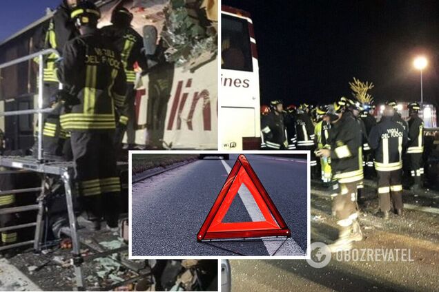 В Италии автобус с украинцами столкнулся с грузовиком: есть тяжелые пострадавшие. Фото