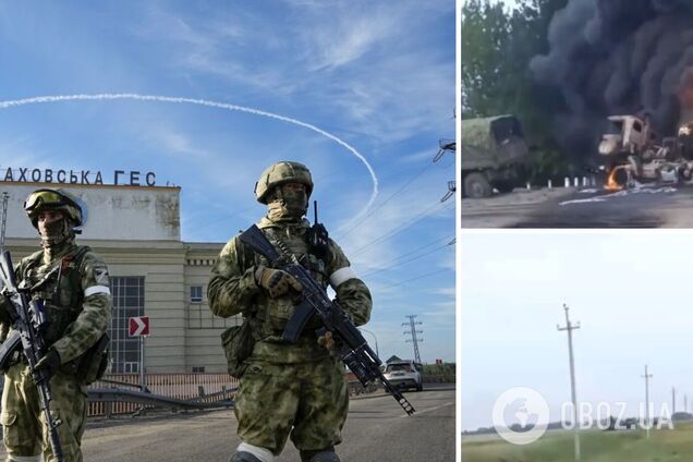 Під Каховкою знищили колону окупантів бригади, яка може бути причетною до підриву ГЕС. Відео