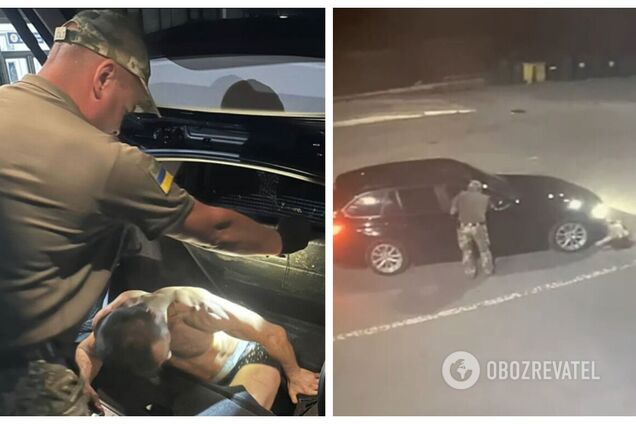Женщина пыталась вывезти из Украины полуобнаженного мужчину в нише для колеса и устроила 'шоу' для пограничников. Видео