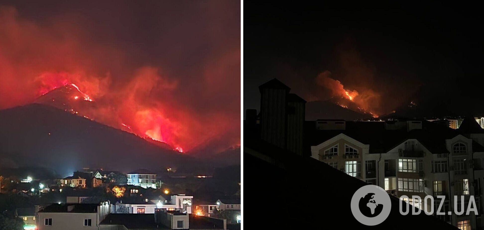В російському Геленджику масштабна пожежа: горить 5 га лісу. Фото і відео