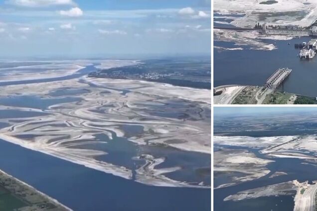 Как сейчас выглядит Каховское водохранилище и дамба: видео, снятое с высоты