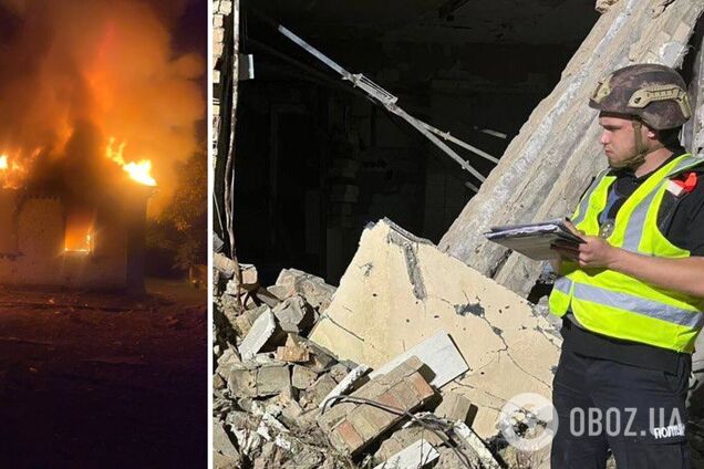 В Киевской области обломки ракет и дронов повредили дома и упали на кладбище: вспыхнул пожар, есть пострадавшие. Фото