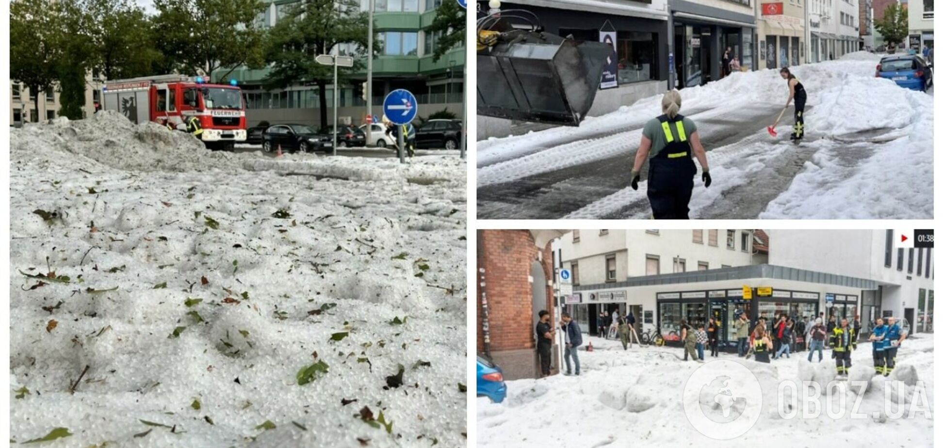 В Германии выпало до 30 см града: пришлось задействовать снегоуборочную технику. Фото и видео
