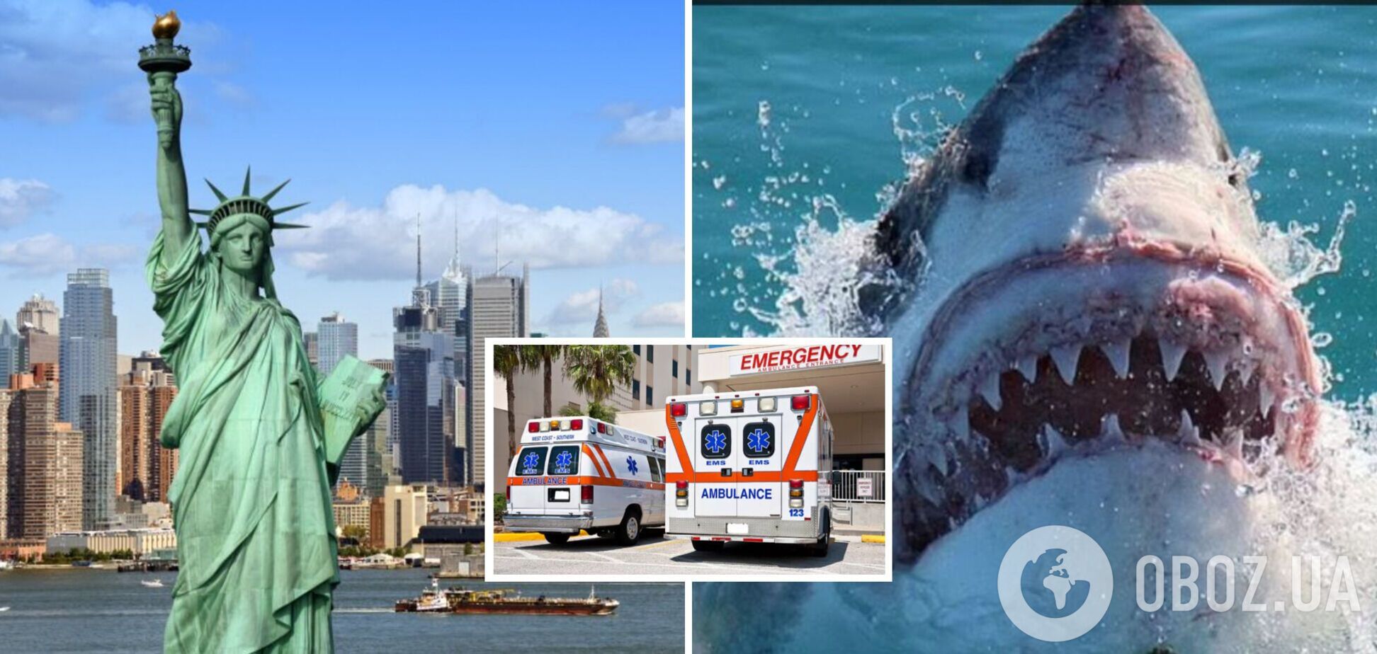 В Нью-Йорке акула напала на женщину на пляже, пострадавшую доставили в больницу в критическом состоянии. Видео