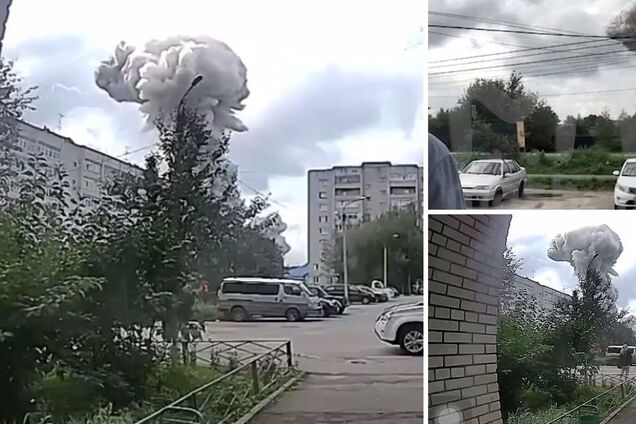 Піднявся димовий 'гриб': момент вибуху на заводі у Підмосков'ї потрапив на відео