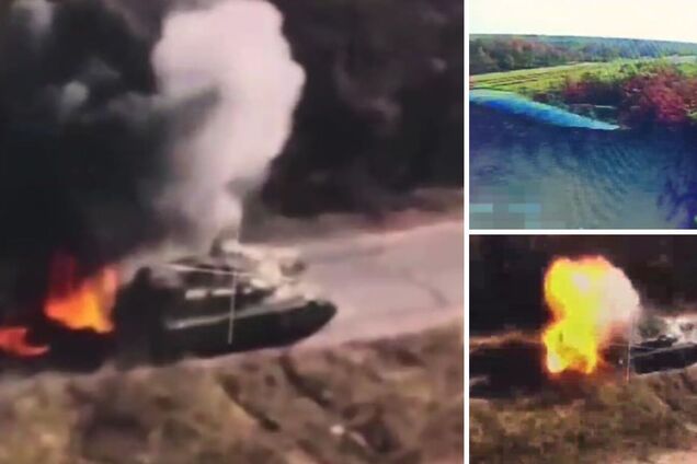 Работал дрон-камикадзе: появилось яркое видео уничтожения Т-90, который Медведев называл 'лучшим танком в мире'