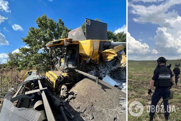 На Харківщині комбайн підірвався на протитанковій міні: водій зазнав поранень. Фото