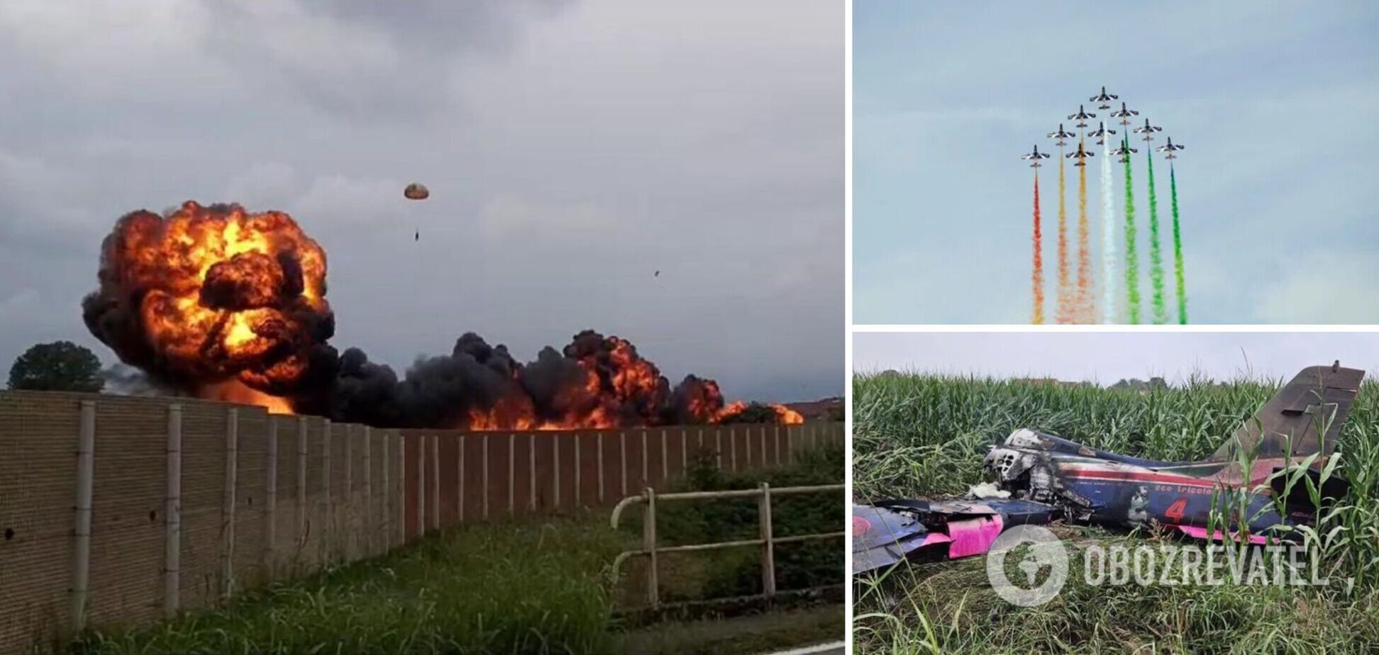 В Італії під час злету розбився реактивний винищувач: загинула 5-річна дитина. Відео