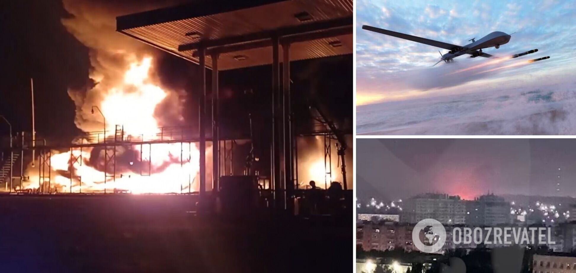 В Орловській області стався вибух на нафтобазі й спалахнула пожежа: росіяни поскаржилися на атаку дрона. Відео