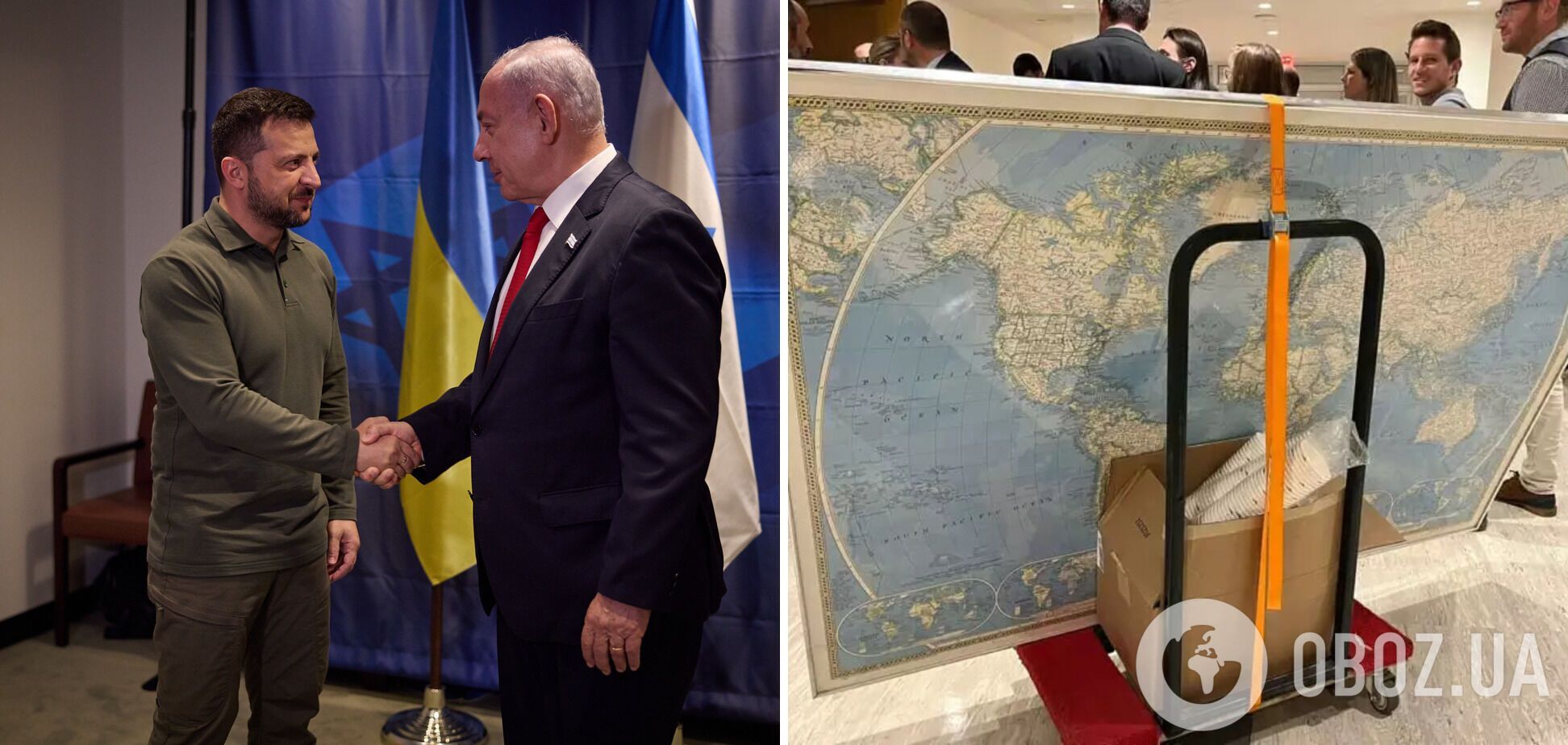 Зеленский провел переговоры с Нетаньяху в Нью-Йорке: всплыли подробности о конфузе с картой. Фото
