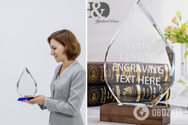 Президента Молдовы наградили премией 'Борец за свободу' и вручили ей статуэтку c... AliExpress. Фото