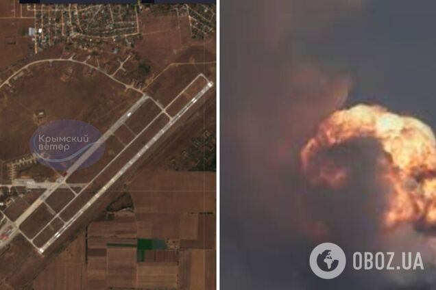 Один из ангаров полностью выгорел: появились спутниковые фото последствий удара по военному аэродрому 'Саки' в Крыму