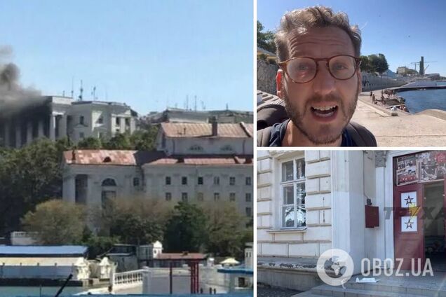Пророссийский пропагандист показал момент удара по штабу Черноморского флота РФ в Севастополе. Видео