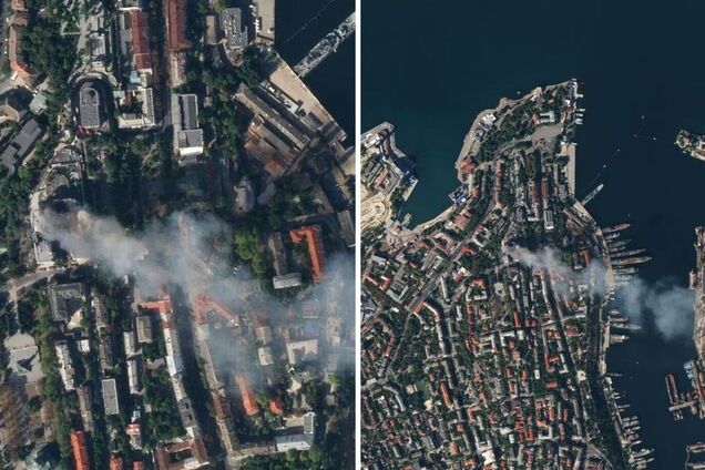 Появились новые спутниковые фото штаба ЧФ РФ в Севастополе после атаки Украины