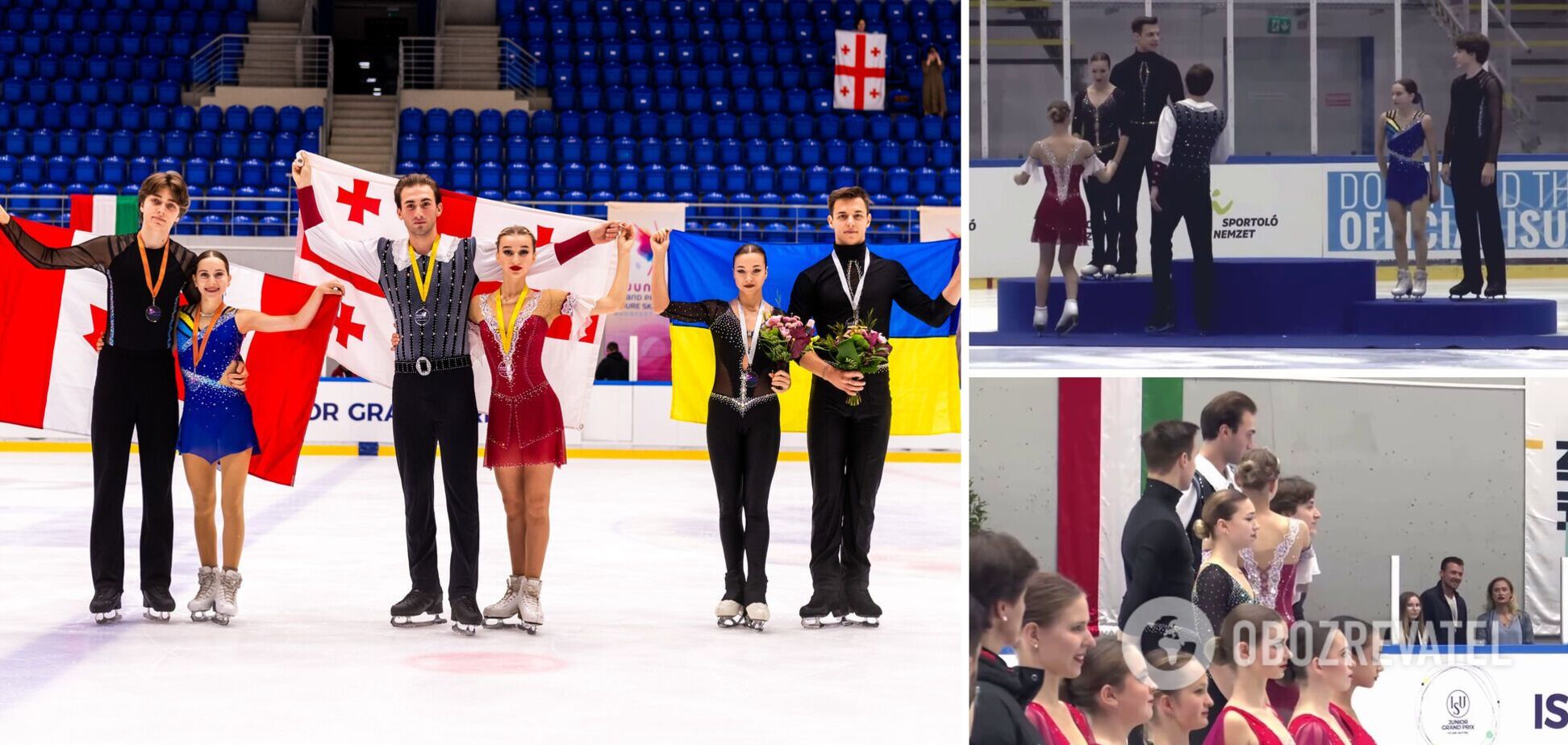 Украинские фигуристы побрезговали прикасаться к российским грузинам, проигнорировав их на награждении. Видео