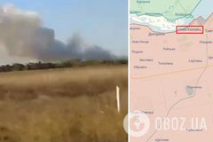 В районе оккупированной Новой Каховки на Херсонщине сгорел склад армии РФ. Видео